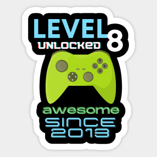 Level 8 Unlocked Awesome 2013 Video Gamer Sticker